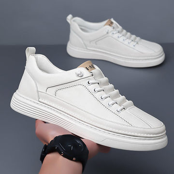 Fashionable Men's Round Toe Skate Shoes: Slip-resistant, Breathable, Casual White