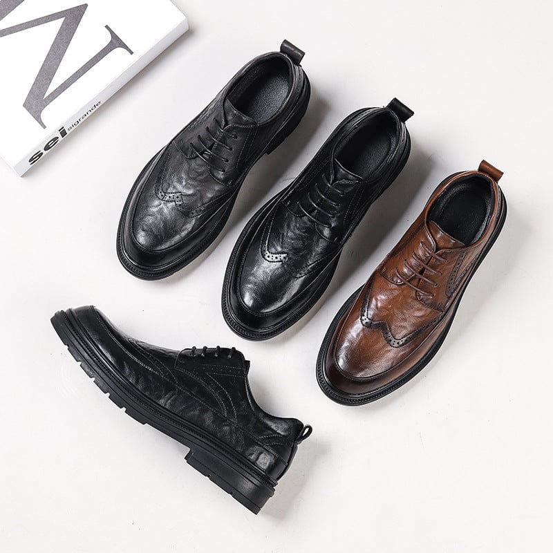 Casual Brown Genuine Leather Men's Shoes: New British Style Business Formal Wear