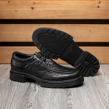 Men's Stylish Black Leather Business Casual Shoes: Breathable, Lace-up