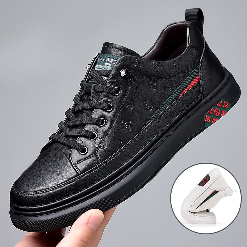 British Style Men's Leather Slip-on Skate Shoes: Trendy Casual White Sneakers